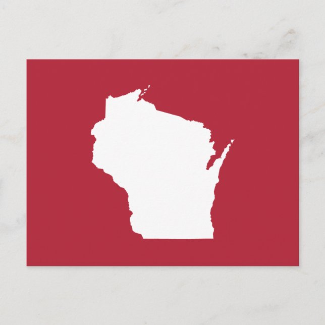 Red and White Moving to Wisconsin Announcement Postcard (Front)