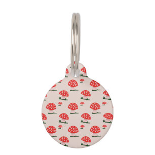 Red and White Mushroom Dog ID Tag