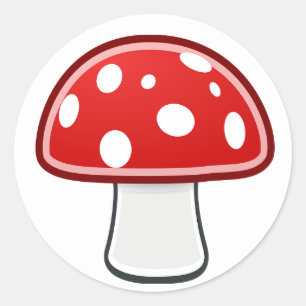Red and White Mushroom on White Sticker