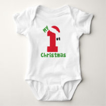 Red and White My First Christmas Outfit Baby Bodysuit