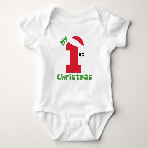 Red and White My First Christmas Outfit Baby Bodysuit