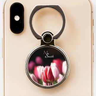 Red And White N PinkTulips *personalize* Phone Ring Stand