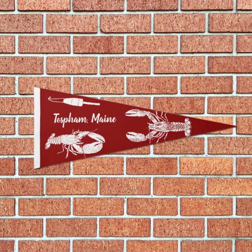 Red and White Nautical Lobster Collage Pennant Flag