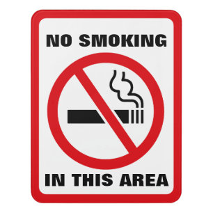 Red and White No Smoking Door Sign