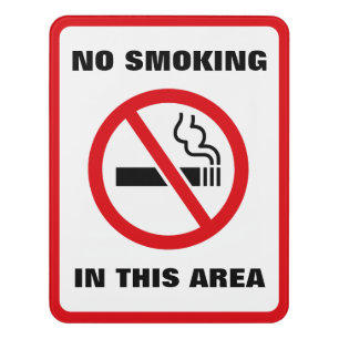 Red and White No Smoking Door Sign