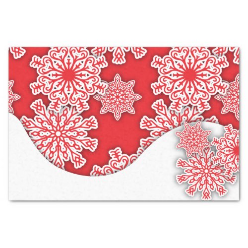 Red and White Nordic Festive Christmas Snowflakes  Tissue Paper