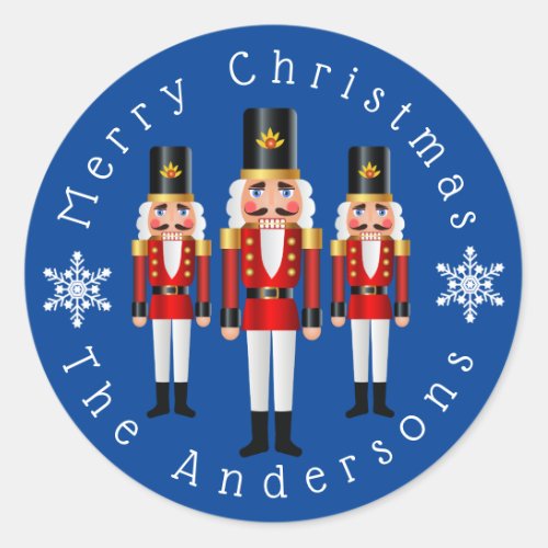 Red and White Nutcracker Personalize Classic Round Sticker