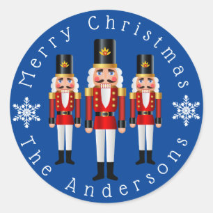 Red and White Nutcracker Personalize Classic Round Sticker