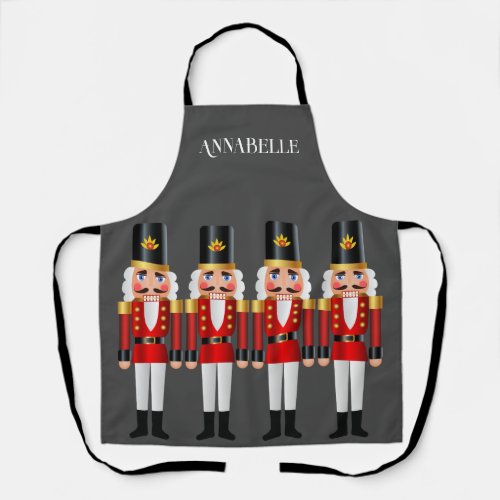 Red and White Nutcrackers Personalize Apron