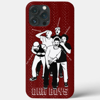 red and white on black LAUGHING OHH BOYS iPhone 13 Pro Max Case