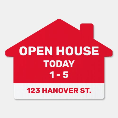 Red and White Open House Two Sided Lawn Sign