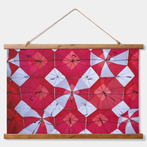 Red and White Open Umbrella Ceiling Hanging Tapestry