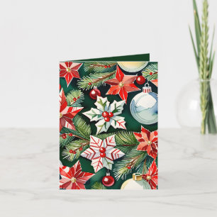 Red and White Ornament Photo & Craft Christmas Card