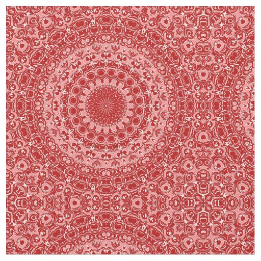Red and White Ornamental Mandala Pattern Fabric
