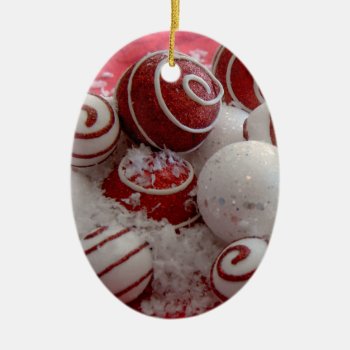 Red And White Ornaments Christmas Ornament by artinphotography at Zazzle