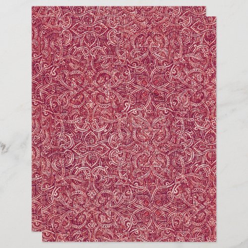 Red and white ornate pattern scrapbook paper