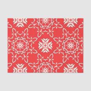 Red and White Ornate Vintage Christmas Pattern  Tissue Paper
