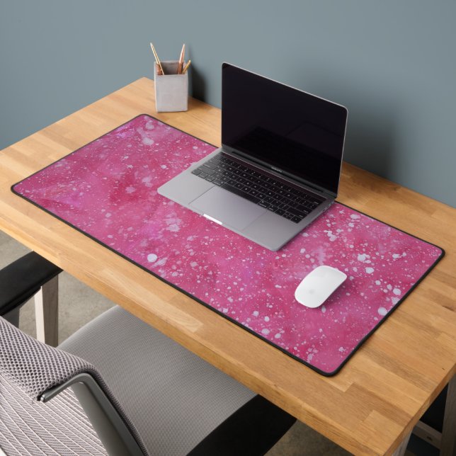 Red and White Paint Splatters Desk Mat (Office 2)