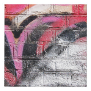 Red and white painted wall faux canvas print