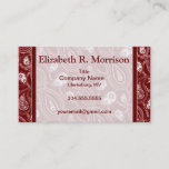 Red and White Paisley Business Card