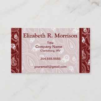 Red and White Paisley Business Card
