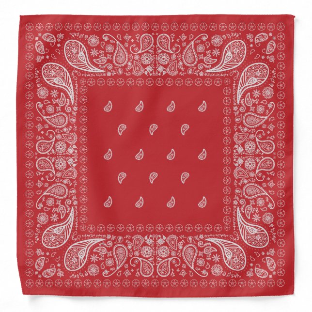 Red and White Paisley Design Bandana (Front)