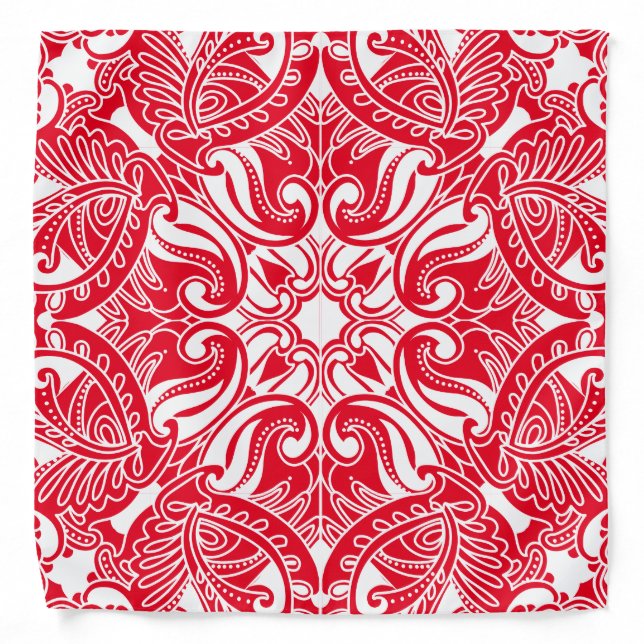 Red and White Paisley -DIY Background Color Bandana (Front)