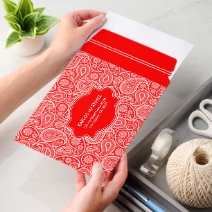 Red And White Paisley Pattern Envelope Mailers