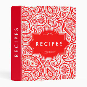 Red And White Paisley Pattern Mini Binder