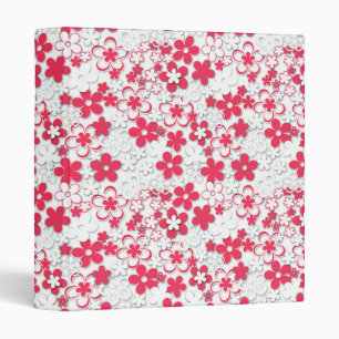 Red and white paper flowers 3 ring binder