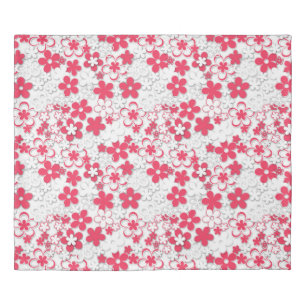Red and white paper flowers duvet cover
