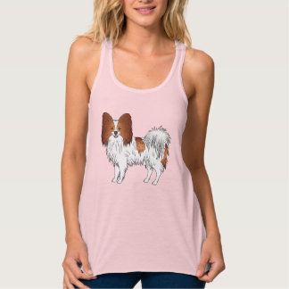 Red And White Papillon Cartoon Dog Illustration Tank Top