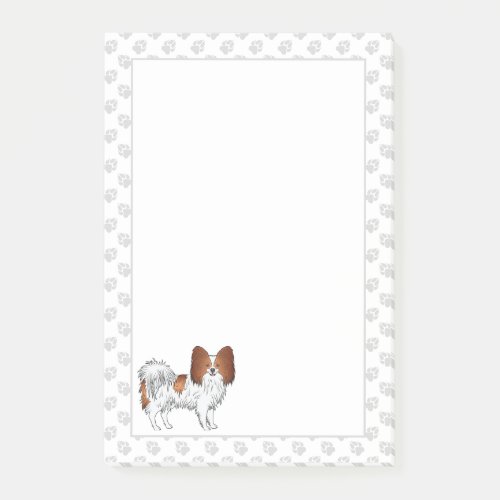 Red And White Papillon Cartoon Dog With Paws Post_it Notes