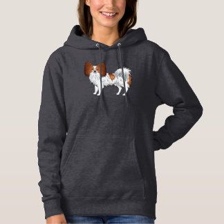 Red And White Papillon Cute Cartoon Dog Design Hoodie