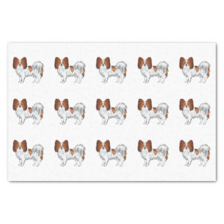 Red And White Papillon Cute Cartoon Dog Pattern Tissue Paper