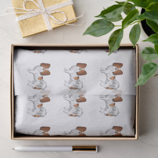 Red And White Papillon Cute Cartoon Dog Pattern Tissue Paper