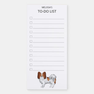 Red And White Papillon Cute Dog To-Do List Magnetic Notepad