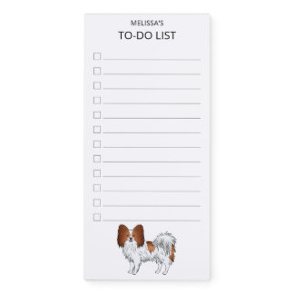 Red And White Papillon Cute Dog To-Do List Magnetic Notepad