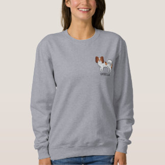 Red And White Papillon Cute Dog With Custom Text Sweatshirt