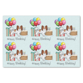 Red And White Papillon Dog Colorful Birthday Tissue Paper