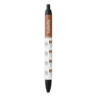Red And White Papillon Dogs With Custom Name Black Ink Pen