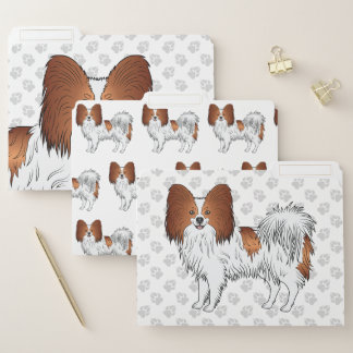 Red And White Papillon Happy Cartoon Dog File Folder