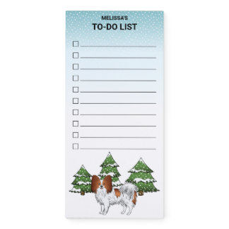 Red And White Papillon Winter Forest To Do List Magnetic Notepad