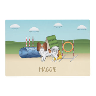 Red And White Papillon With Agility Equipment Placemat