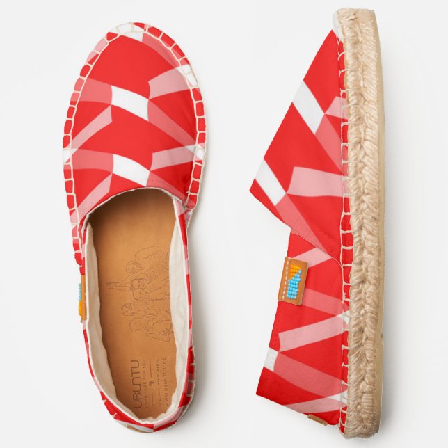Red and White Pattern Espadrilles (Side)