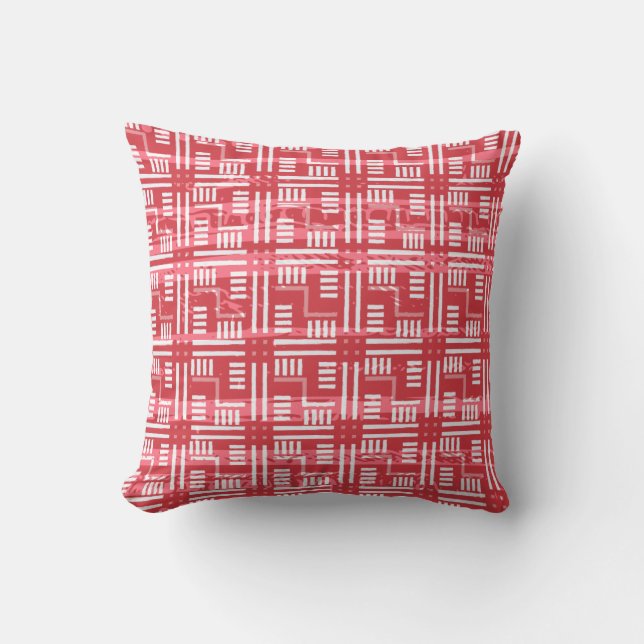 Red and White Pattern Holiday/Christmas Throw Pillow (Front)