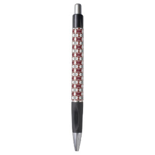Red and White Pattern Pen