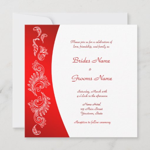 Red and White pattern Wedding Invitation | Zazzle