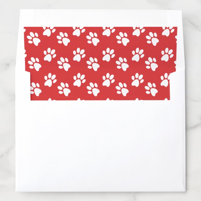 Red and White Paw Print Pattern  Envelope Liner (In Envelope)