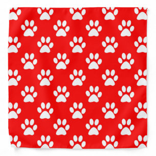 Red and white paws pattern bandana